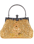 An image of the Vintage Bead Embroidery Evening Bag, a classic and sophisticated accessory adorned with intricate bead embroidery. Ideal for special occasions, qipao ensembles, brides, and bridesmaids.