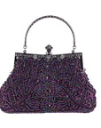 An image of the Vintage Bead Embroidery Evening Bag, a classic and sophisticated accessory adorned with intricate bead embroidery. Ideal for special occasions, qipao ensembles, brides, and bridesmaids.