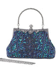 An image of the Vintage Bead Embroidery Evening Bag, a classic and sophisticated accessory adorned with intricate bead embroidery. Ideal for special occasions, qipao ensembles, brides, and bridesmaids.