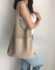 a Crochet Tote Bag, a chic and handcrafted accessory perfect for various occasions, from casual outings to beach trips.