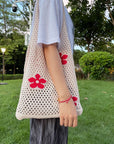 Image of a Crochet Shoulder Bag, a fashionable and artisan-crafted accessory for boho-chic and sustainable fashion lovers.