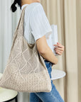 Elegant Crochet Shoulder Bag in Natural Fibers, a chic accessory for ethical fashion enthusiasts.