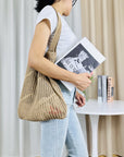 Handmade Crochet Tote Bag in Earthy Tones, a sustainable fashion choice.