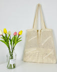 Handmade Crochet Tote Bag in Earthy Tones, a sustainable fashion choice.