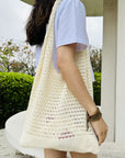 Crochet Tote Bag in Soft Neutrals, an eco-friendly addition to your wardrobe.