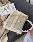 Pearlized Leather Crossbody Bag with Chain Strap - Elegant and Versatile Accessory for Any Occasion