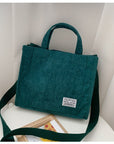 Versatile Corduroy Tote with Top Handle and Adjustable Strap