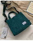 Versatile Corduroy Tote with Top Handle and Adjustable Strap