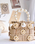 Pearl HandBag Evening Bucket Bag , Bag Pearl Chain, Beaded Bag Wedding Bag with Pearl Party Bag