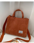 Versatile Corduroy Tote with Top Handle and Adjustable Strap