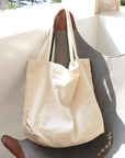 Large Capacity Cotton Canvas Tote Canvas Shoulder Bag Everyday Tote Corduroy Shoulder Tote Bag Simple Canvas Bag Best Gift
