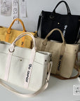Chic and Practical Top Handle Canvas Bag with Adjustable Strap