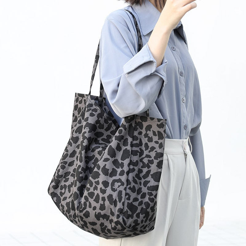 Leopard Canvas Tote Corduroy Shoulder Bag Corduroy Tote Bag Canvas
