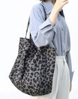 Leopard Canvas Tote Corduroy Shoulder Bag Corduroy Tote Bag Canvas Shoulder Bag Cotton Tote Bag Linen Bag School Best Gift
