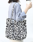 Leopard Canvas Tote Corduroy Shoulder Bag Corduroy Tote Bag Canvas Shoulder Bag Cotton Tote Bag Linen Bag School Best Gift