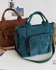 Stay Organized and Fashion-Forward with Our Multi-Compartment Corduroy Shoulder Bag