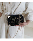 Evening Clutch- Crossbody Clutch- Wedding Clutch- Party Clutch with Long Chain- Evening Bag- Party Bag - Best Gift
