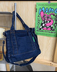 Stay Organized and Chic with Our Multi-Pocket Denim Crossbody Bag