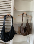Huffmanx Vegan Leather Shoulder Bag Soft Leather Corduroy Tote Bag Women Vintage Shopping Bags Handbags Set Tote Bag Set Best Gift For Her