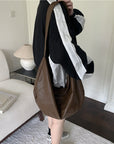 Huffmanx Vegan Leather Shoulder Bag Soft Leather Corduroy Tote Bag Women Vintage Shopping Bags Handbags Set Tote Bag Set Best Gift For Her