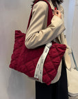 Quilted Tote Bag Quilted Shoulder Bag Large Quilted Bag Quilted Bag Pattern Quilted Hanbag Travel Tote Bag Nylon Shoulder Bag School Laptop
