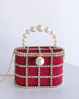 Huffmanx Pearl Bag Pearl Clutch Pearl Bucket Bag Fancy Bucket Purse Pearl Handbag Pearl Bag Chain Wedding Handbag Beaded Bags Bridal Clutch