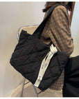 Quilted Tote Bag Quilted Shoulder Bag Large Quilted Bag Quilted Bag Pattern Quilted Hanbag Travel Tote Bag Nylon Shoulder Bag School Laptop
