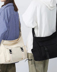 Beige Canvas Messenger Bag