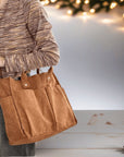 Corduroy Shoulder Bag- Corduroy Tote Bag- Corduroy Bag-Corduroy Shoulder Bags- Messenger Bag-Econ Friendly Bag- Casual Bag-Gift For Her