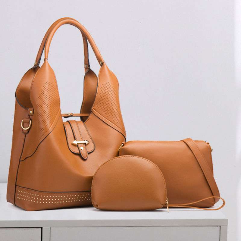 Purses for Women 3PCS Leather Crossbody Shoulder Hobo Tote Bag Set Ladies Wallet Handbags