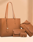 4Pcs Set Crossbody Bags Women Bag Set Solid Color PU Leather Handbag Ladies Shoulder Bags Purse