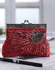 This is a  vintage handbag with intricate bead embroidery, designed for crossbody or handheld use. Inspired by traditional qipao dresses, it complements evening attire beautifully. The bag features exquisite bead embroidery, showcasing the craftsmanship of Chinese heritage. Whether worn with a qipao or for any formal occasion, this handbag is the perfect accessory.