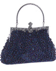 An image of the Vintage Bead Embroidery Evening Bag, a classic and sophisticated accessory adorned with intricate bead embroidery. Ideal for special occasions, qipao ensembles, brides, and bridesmaids.