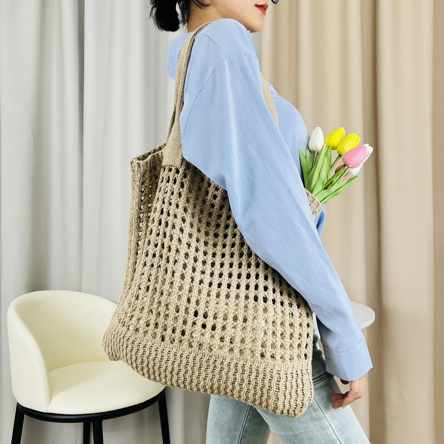 Crochet Shoulder Bag in Soft Pastels, an eco-friendly addition to your fashion collection.