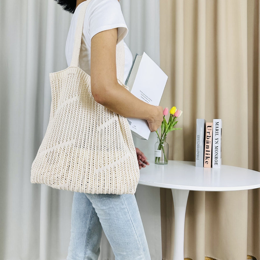 Handmade Crochet Tote Bag in Earthy Tones, a sustainable fashion choice.