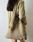 Elegant Crochet Shoulder Bag in Natural Fibers, an ethical choice for sustainable style.