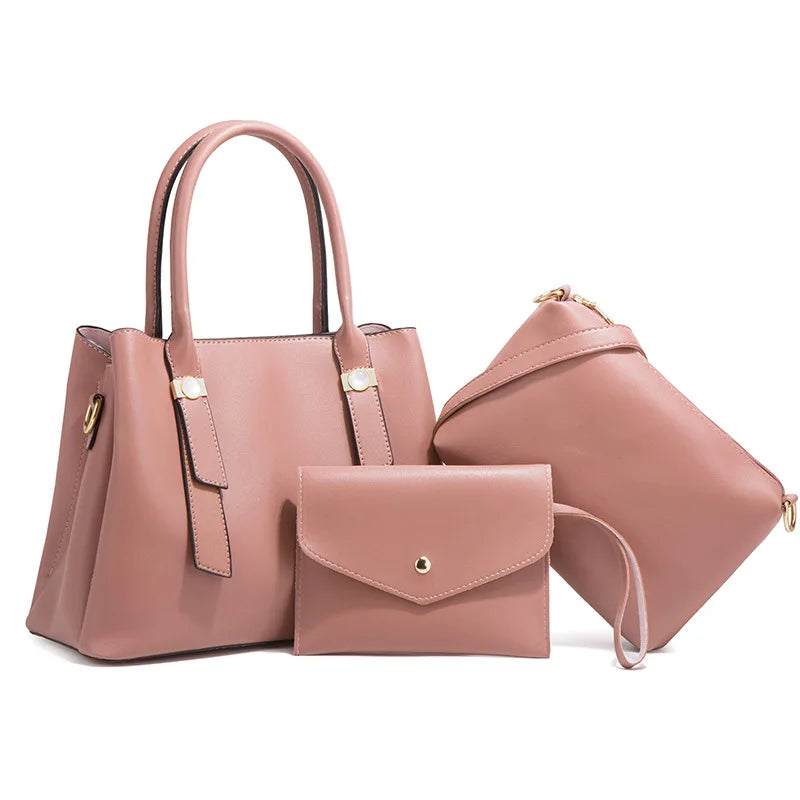 Shoulder Bag New Fashion Women PU Leather Handbags Ladies Large Tote Bag Female Crossbody Bags Set 3pcs