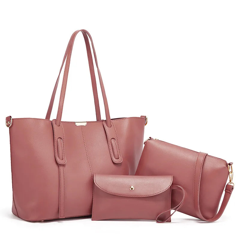 Fashion Casual Purses For Women Leather Shoulder Bags Tote Satchel Hobo Bag 3pcs Handbag Set