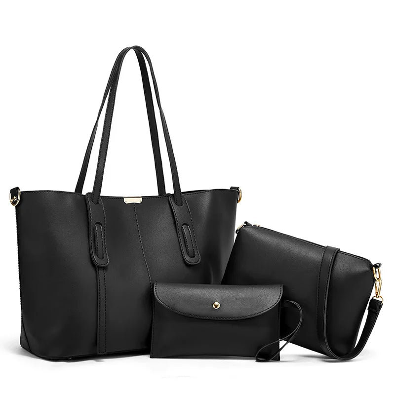 Fashion Casual Purses For Women Leather Shoulder Bags Tote Satchel Hobo Bag 3pcs Handbag Set