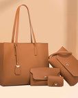 4Pcs Set Crossbody Bags Women Bag Set Solid Color PU Leather Handbag Ladies Shoulder Bags Purse