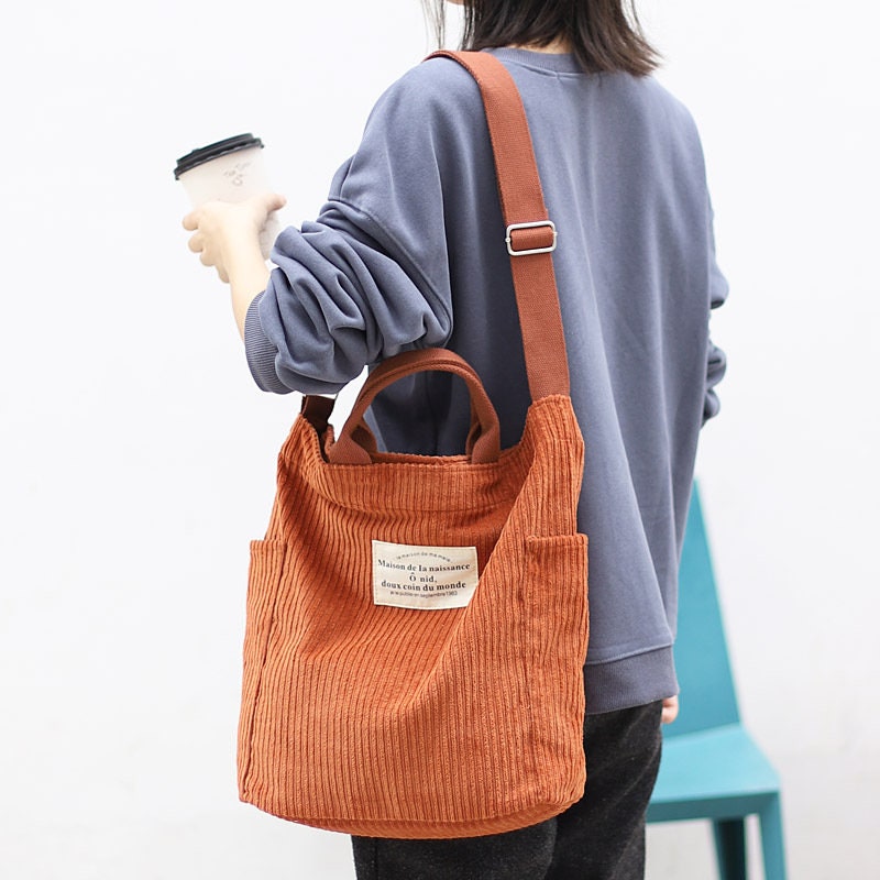 Stay on-Trend with Our Contemporary and Unique Corduroy Shoulder Bag
