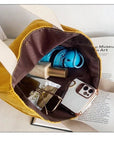 Minimalist Corduroy Handbag with Top Handle