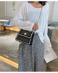 Pearlized Leather Crossbody Bag with Chain Strap - Elegant and Versatile Accessory for Any Occasion