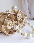 Pearl HandBag Evening Bucket Bag , Bag Pearl Chain, Beaded Bag Wedding Bag with Pearl Party Bag