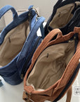 Stay Organized and Fashion-Forward with Our Multi-Compartment Corduroy Shoulder Bag