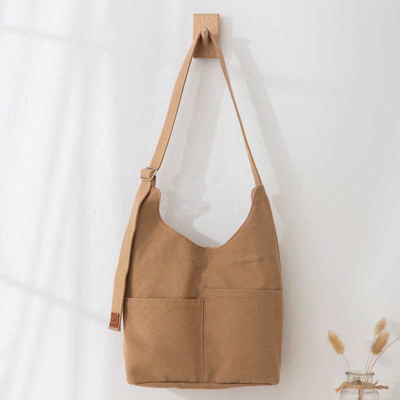 Chic and Compact Canvas Crossbody Bag for On-the-Go Convenience