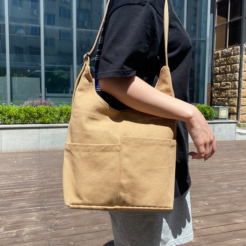 Chic and Compact Canvas Crossbody Bag for On-the-Go Convenience