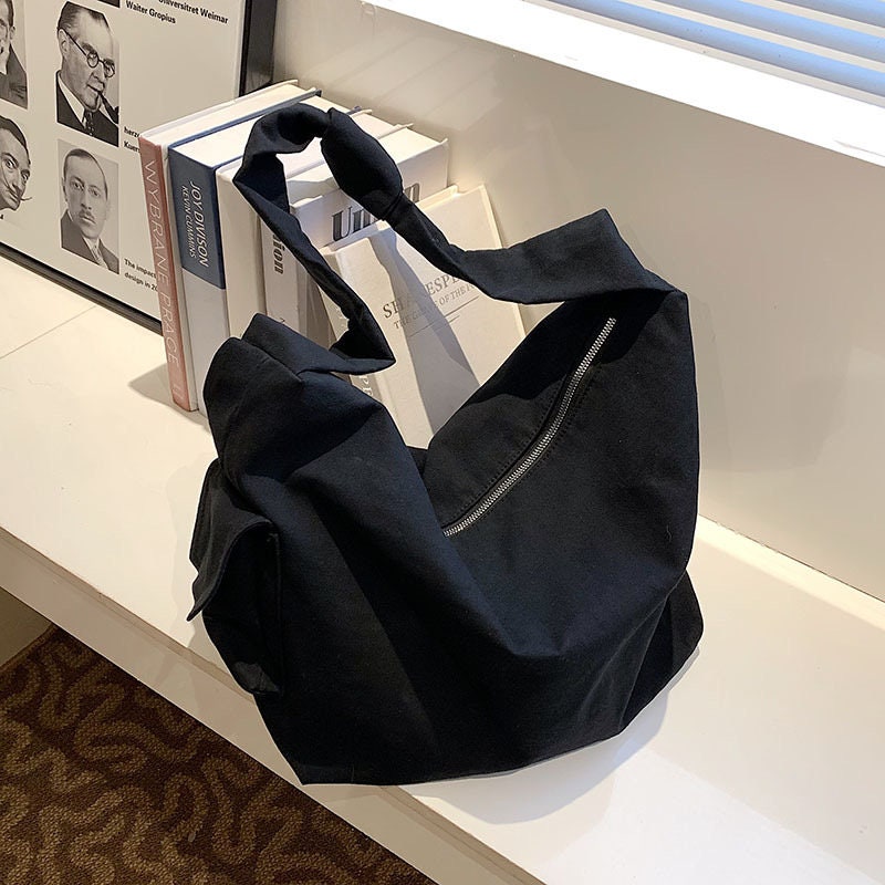 Spacious Nylon Shoulder Bag for Books and Electronics