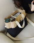 Chic Canvas Purse with Top Handle and Removable Strap
