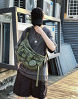 Durable Nylon Messenger Bag with Adjustable Strap - Ideal for Work and Play